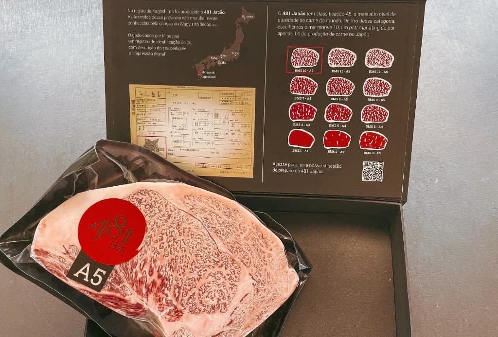 Wagyu A5 Japonês 481 Kagoshima BMS 10 Alpha Bull